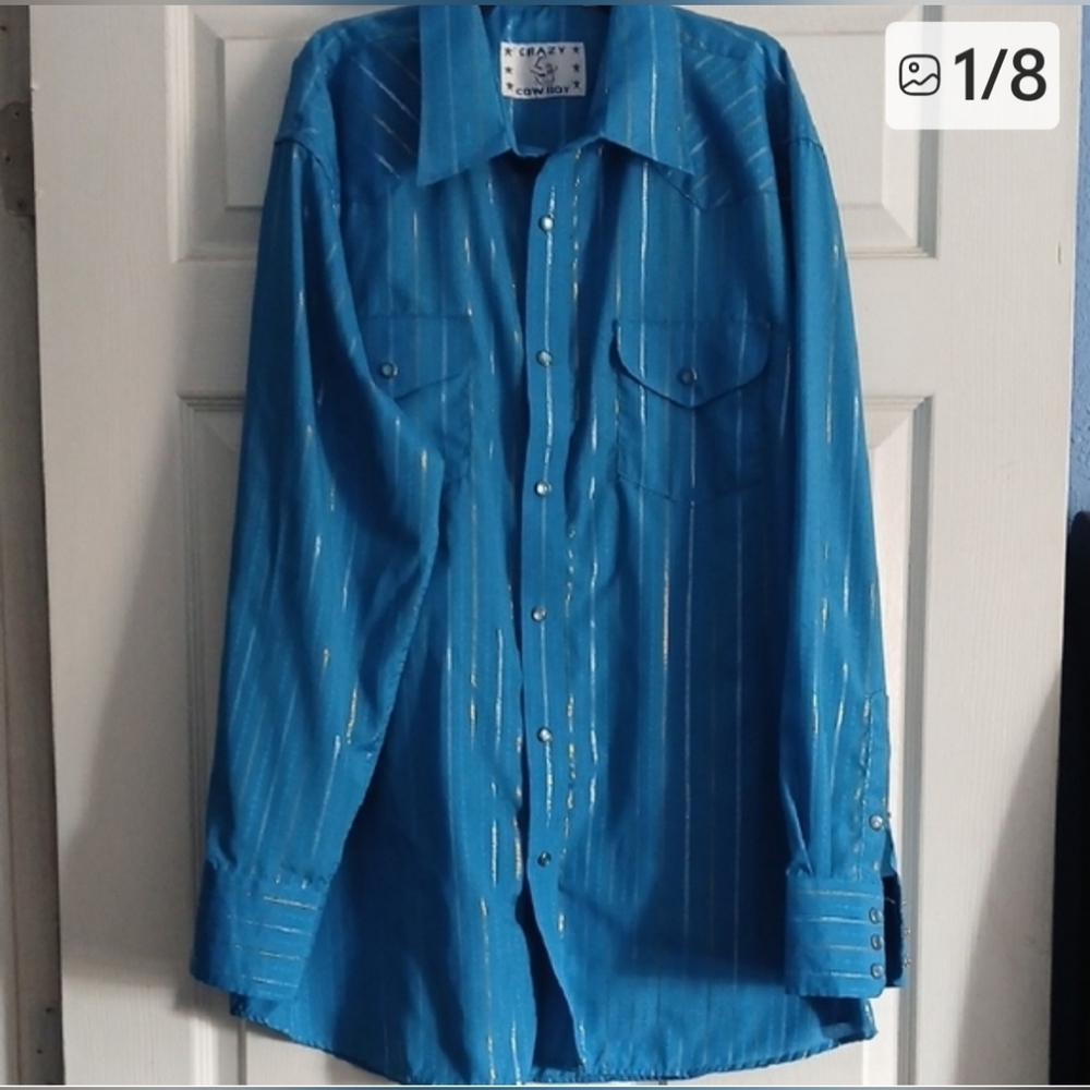 Blue Striped Men's Casual Shirt - Picture 3 of 8